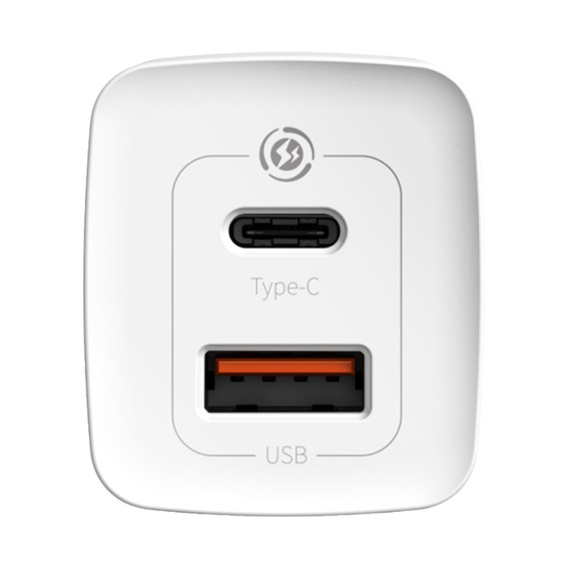 Сетевое зарядное устройство Baseus GaN2 Lite 65 Вт USB-C + USB-A, белый (EU)