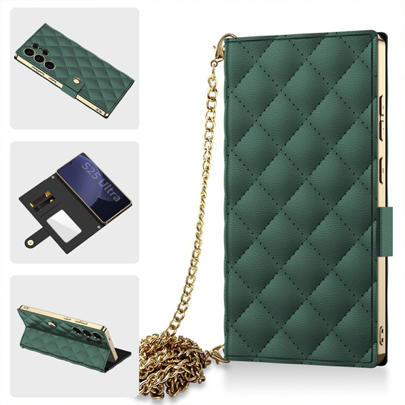 Флип-кейс для Samsung Galaxy S25 Ultra, GKK Mirror Wallet, зелёный