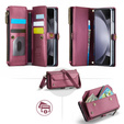 Чохол CASEME для Samsung Galaxy Z Fold6 5G, RFID Leather Wallet з плечовим ременем, червоний