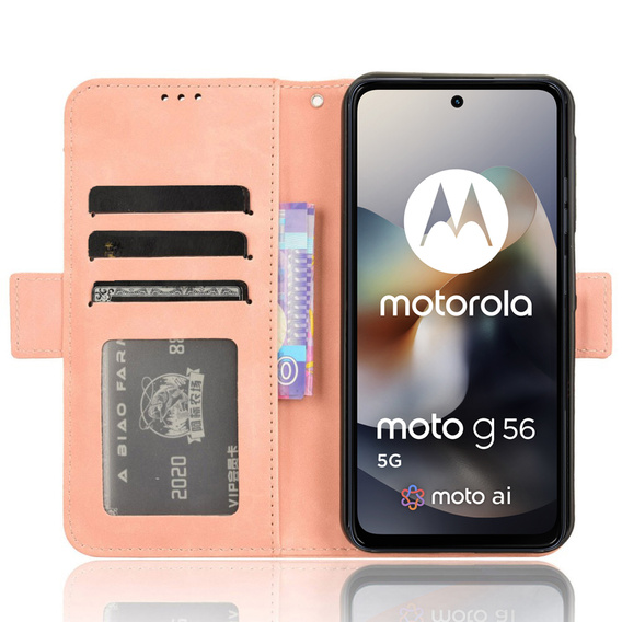 Откидной чехол для Motorola Moto G56 5G, Card Slot, розовый