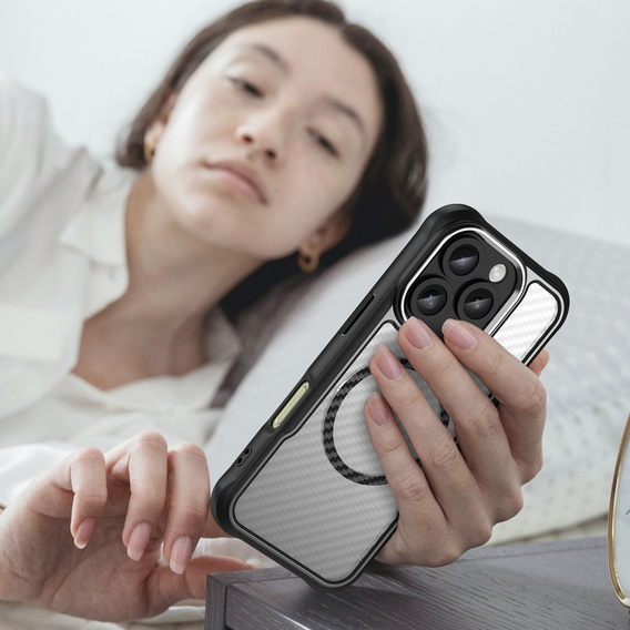Чехол для iPhone 16 Pro, гибридный чехол Fusion Hybrid Carbon, для MagSafe, чёрный