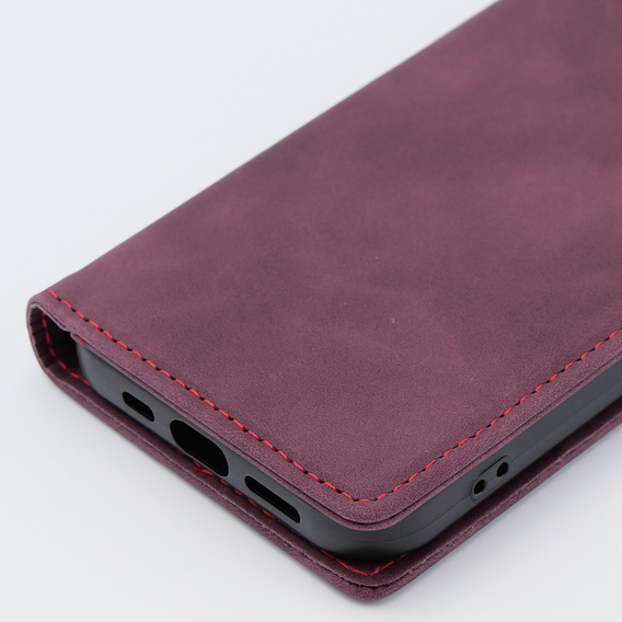 Чохол для iPhone 15, ERBORD Vintage, гаманець з клапаном, червоний