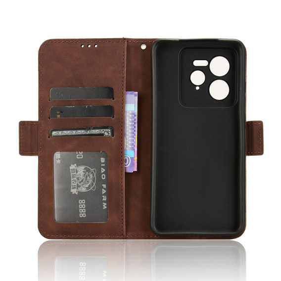 Футляр з клапаном для Realme GT 7 Pro, Card Slot, коричневий