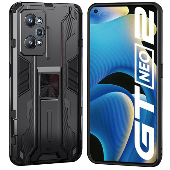 Чехол до Realme GT 2 5G / GT Neo 2 / GT Neo 3T, Military kickstand, чёрный