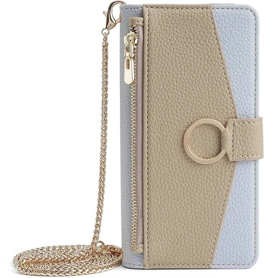 Чохол-книжка для Honor Magic 6 Lite 5G, Wallet Zipper Pocket, з дзеркалом, коричневий