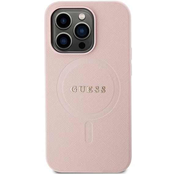 Чехол GUESS до iPhone 14 Pro, Saffiano MagSafe, розовый