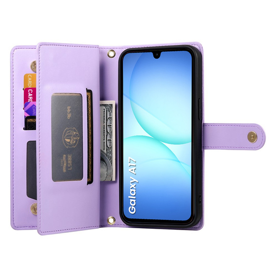 Фліп-чохол на блискавці для Samsung Galaxy A17 5G, Wallet Zipper Pocket, фіолетовий