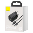 Мережевий зарядний пристрій Baseus Super Si PD 25 Вт USB-C + кабель USB-C, чорний