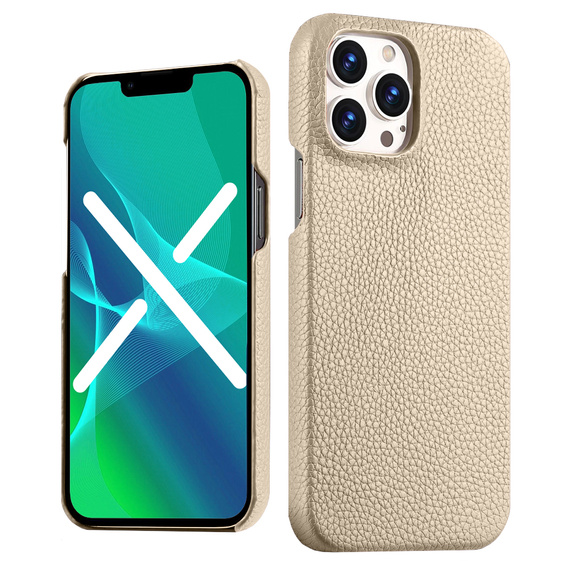 Чехол ERBORD для iPhone 13 Pro, Leather Grain, Beige