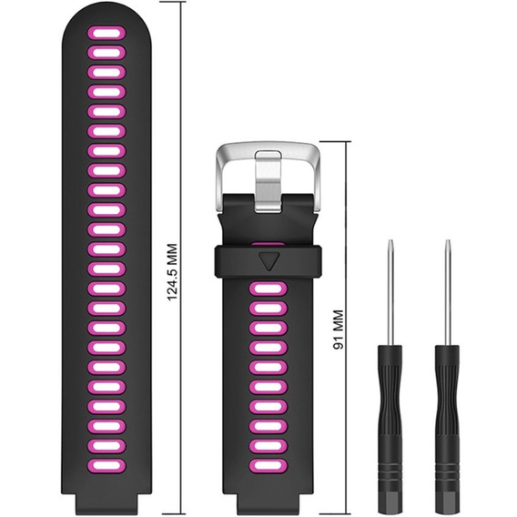 Силіконовий ремінець для Garmin Forerunner 22mm, Black/Rose