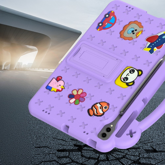 Детский чехол для Samsung Galaxy Tab S10+ Plus, Cute Patterns, с подставкой, фиолетовый