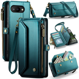 Чехол CASEME для Samsung Galaxy A56 5G, RFID Leather Wallet, с плечевым ремнем, зелёный