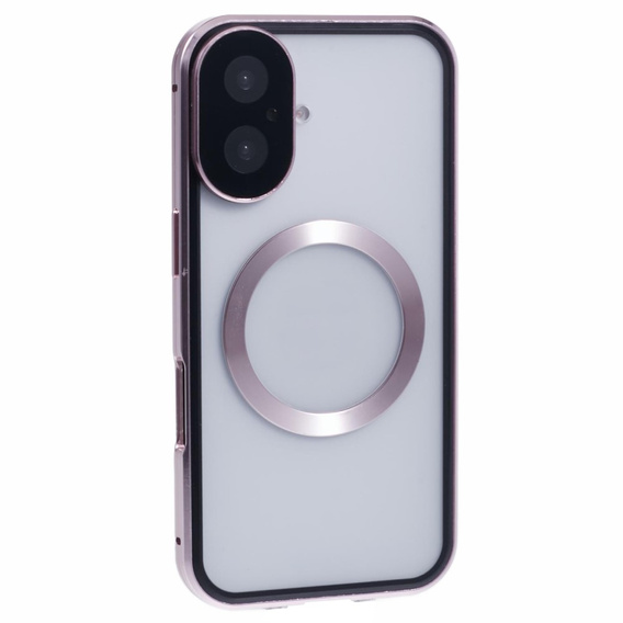 Магнітний чохол Dual Glass MagSafe для iPhone 16, рожевий rose gold