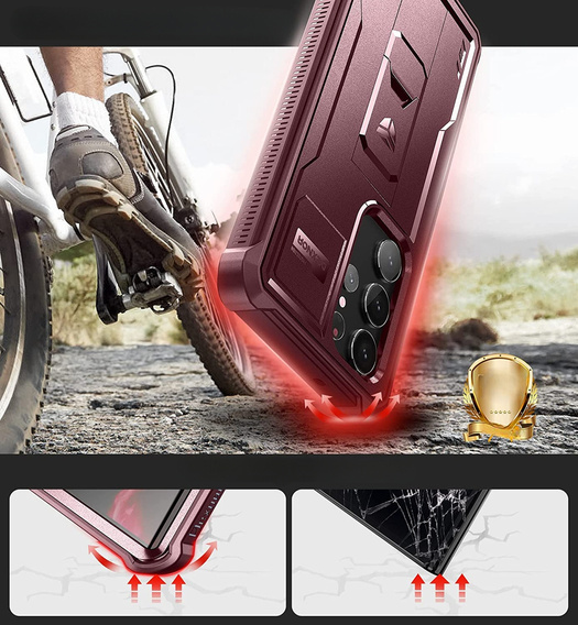 Бронированный чехол для Samsung Galaxy S23 Ultra, Dexnor Full Body (Two Frames), красный