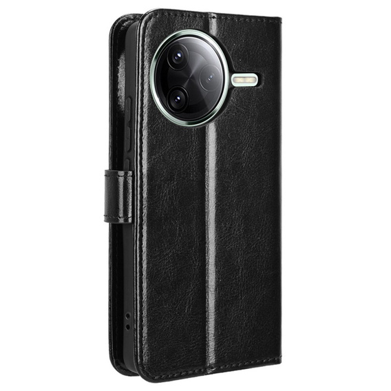 Футляр з клапаном для Xiaomi Poco F7 Pro, Crazy Horse Wallet, чорний