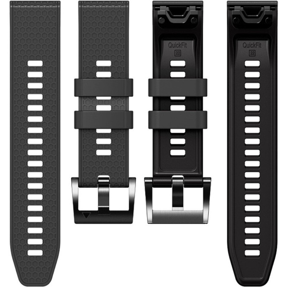 Силиконовый ремешок для Garmin Fenix 7 / Forerunner 965 / 955 / 945 / 935, серый / черный