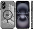 Чохол для iPhone 16, ERBORD Glitter MagSafe, чорний + Скло для екрану