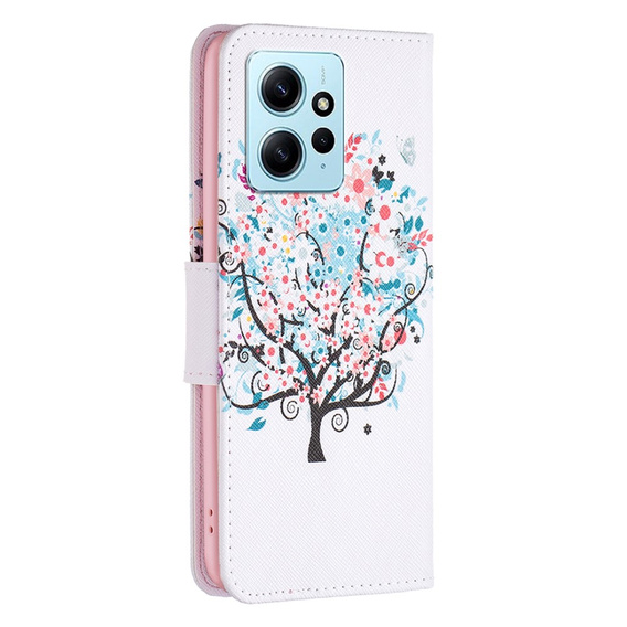 Откидной чехол для Xiaomi Redmi Note 12 4G, Wallet, colorful tree , белый