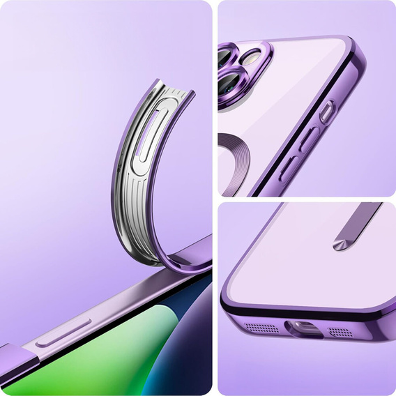 Чехол для iPhone 13, Electro MagSafe, фиолетовый + стекло для экрана
