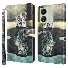 Откидной чехол для Xiaomi Redmi 13C / Poco C65, Wallet, Cat & Tiger