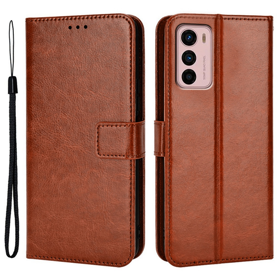 Футляр з клапаном для Motorola Moto G42 4G, Crazy Horse Wallet, коричневий