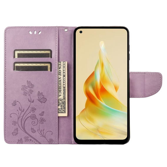 Чохол-книжка для Oppo Reno8 T 4G, Mandala Flower, фіолетовий