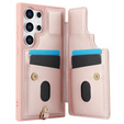 Чохол для Samsung Galaxy S25 Ultra, Leather Flower Card Slot, рожевий