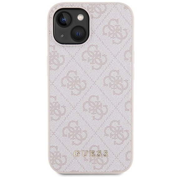 Чехол GUESS до iPhone 15, 4G Metal Gold Logo, розовый