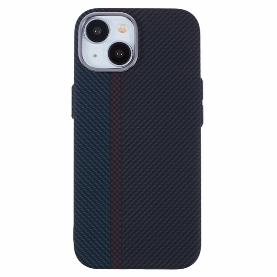 Чехол для iPhone 13, Carbon Fiber MagSafe, черный / синий