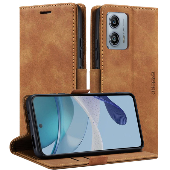Чохол для Motorola Moto G53, ERBORD Vintage, гаманець з клапаном, коричневий