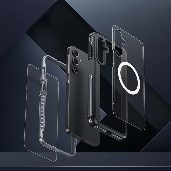 Чохол для Samsung Galaxy A16, Shockproof, зі склом, для MagSafe, чорний