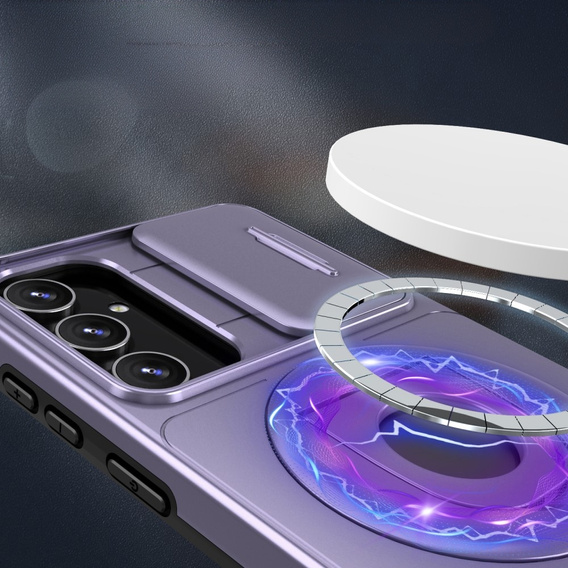 Бронированный чехол для Samsung Galaxy S23 FE, CamShield Magnet, фиолетовый + 9H стекло