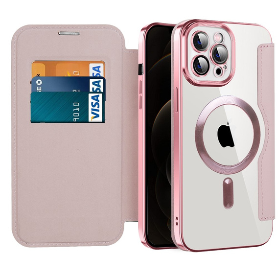 Откидной чехол для iPhone 12 Pro, RFID Wallet MagSafe CamShield, розовый