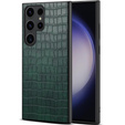 Чехол для Samsung Galaxy S24 Ultra, крокодил, кожа зелёный