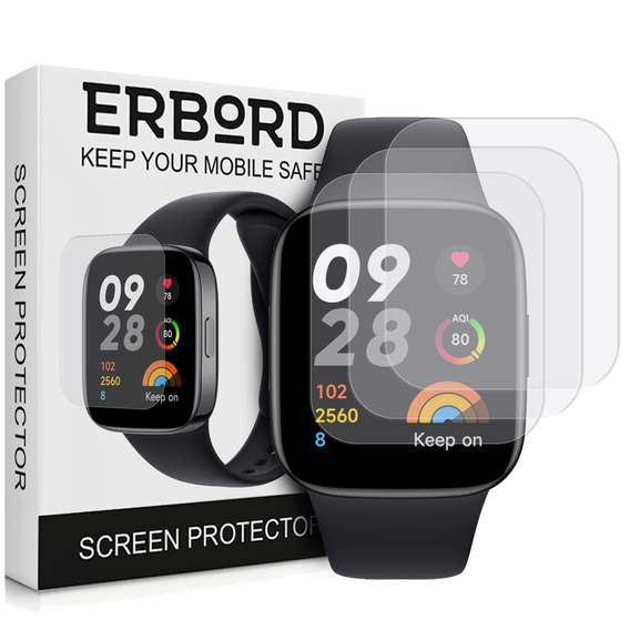 3x Гидрогелевая фольга ERBORD для Xiaomi Redmi Watch 3