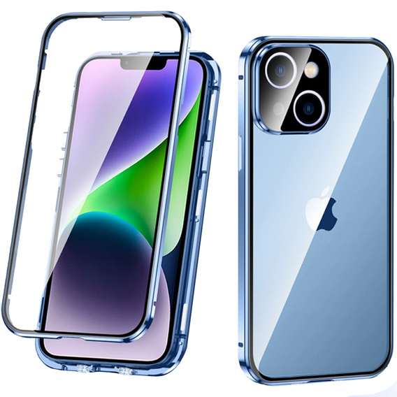 Чехол для iPhone 14, Magnetic Dual Glass, синий