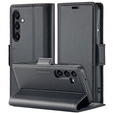 Чехол для Samsung Galaxy S24, ERBORD Glossy Litchi, кошелек с клапаном, чёрный