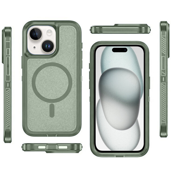 Чехол с рамкой для iPhone 15, для MagSafe, зелёный