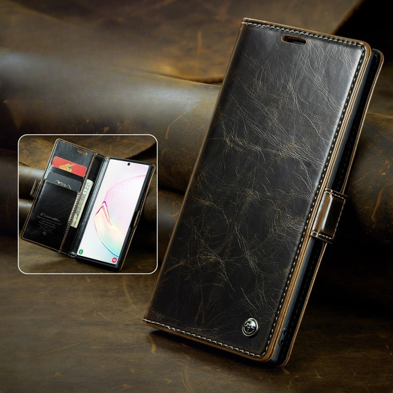 Чохол-обкладинка CASEME для Samsung Galaxy Note 10 Plus, Waxy Textured, кава