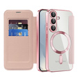 Откидной чехол для Samsung Galaxy S25, RFID Wallet MagSafe CamShield, розовый