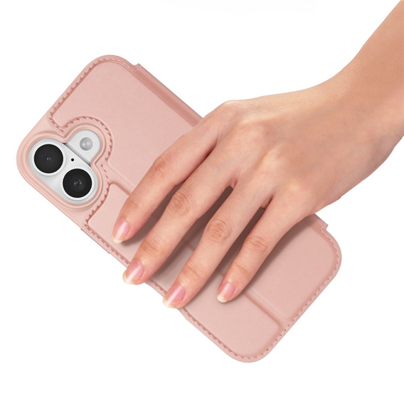 Чехол Dux Ducis для iPhone 17, Skin Pro, с клапаном, со слотом для карт, розовый