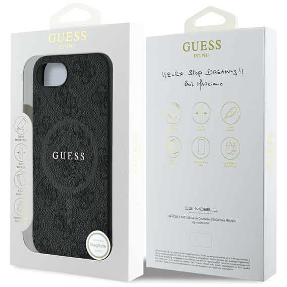 Чехол GUESS до iPhone 16E, 4G Ring Classic Logo, чёрный