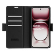 Чехол для Oppo Reno 12, ERBORD Glossy Litchi, кошелек с клапаном, чёрный