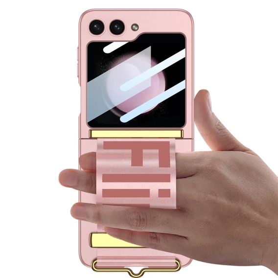 Чохол для Galaxy Z Flip 5, Strap Cover, рожевий / зелений