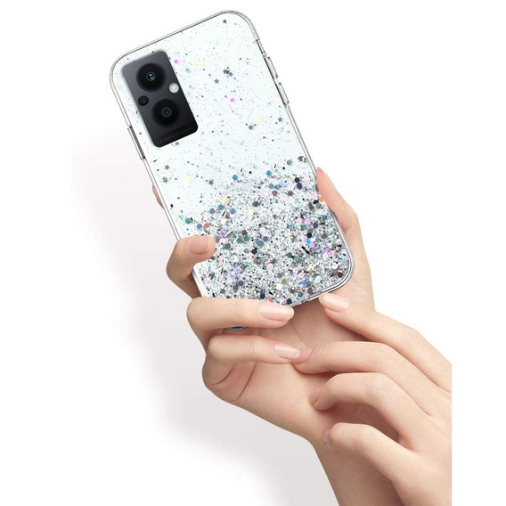 Чехол до Oppo Reno7 Lite 5G, Glittery, прозрачный