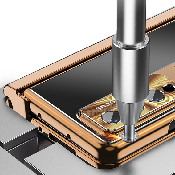 Чохол із склом для Samsung Galaxy Z Fold 4 5G, Premium Alloy, Gold / Black