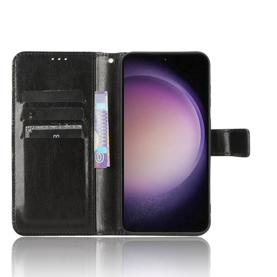 Откидной чехол для Samsung Galaxy S23 FE, Crazy Horse Wallet, чёрный