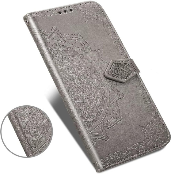 Откидной чехол для Samsung Galaxy M55 5G, Mandala, серый