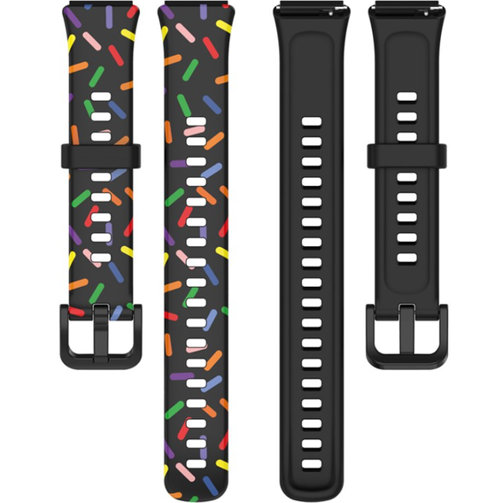 Силиконовый ремешок для Huawei Band 7, Black / Colorful