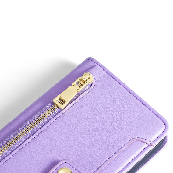 Откидной чехол для Oppo A78 4G, Wallet Zipper Pocket, фиолетовый